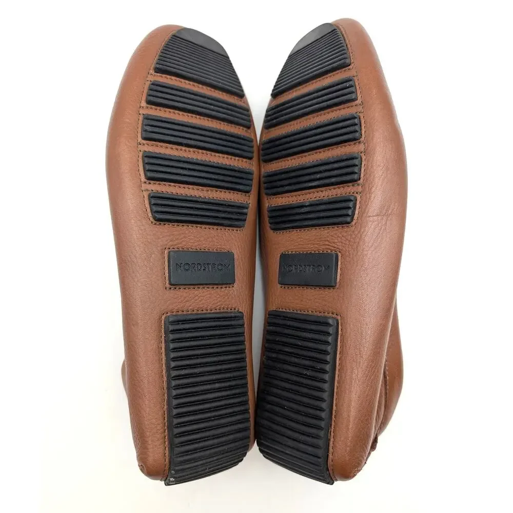 Nordstrom Bryce Bit Driving Shoe Round Toe Men's Brown Leather Size US9M EU42